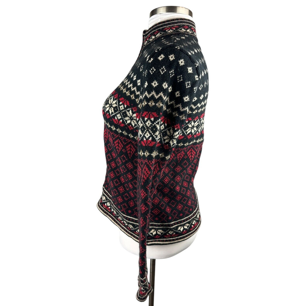 Nomadic Traders Full Zip Cardigan Sweater Red White Black Ramie Cotton Medium - Picture 9 of 16